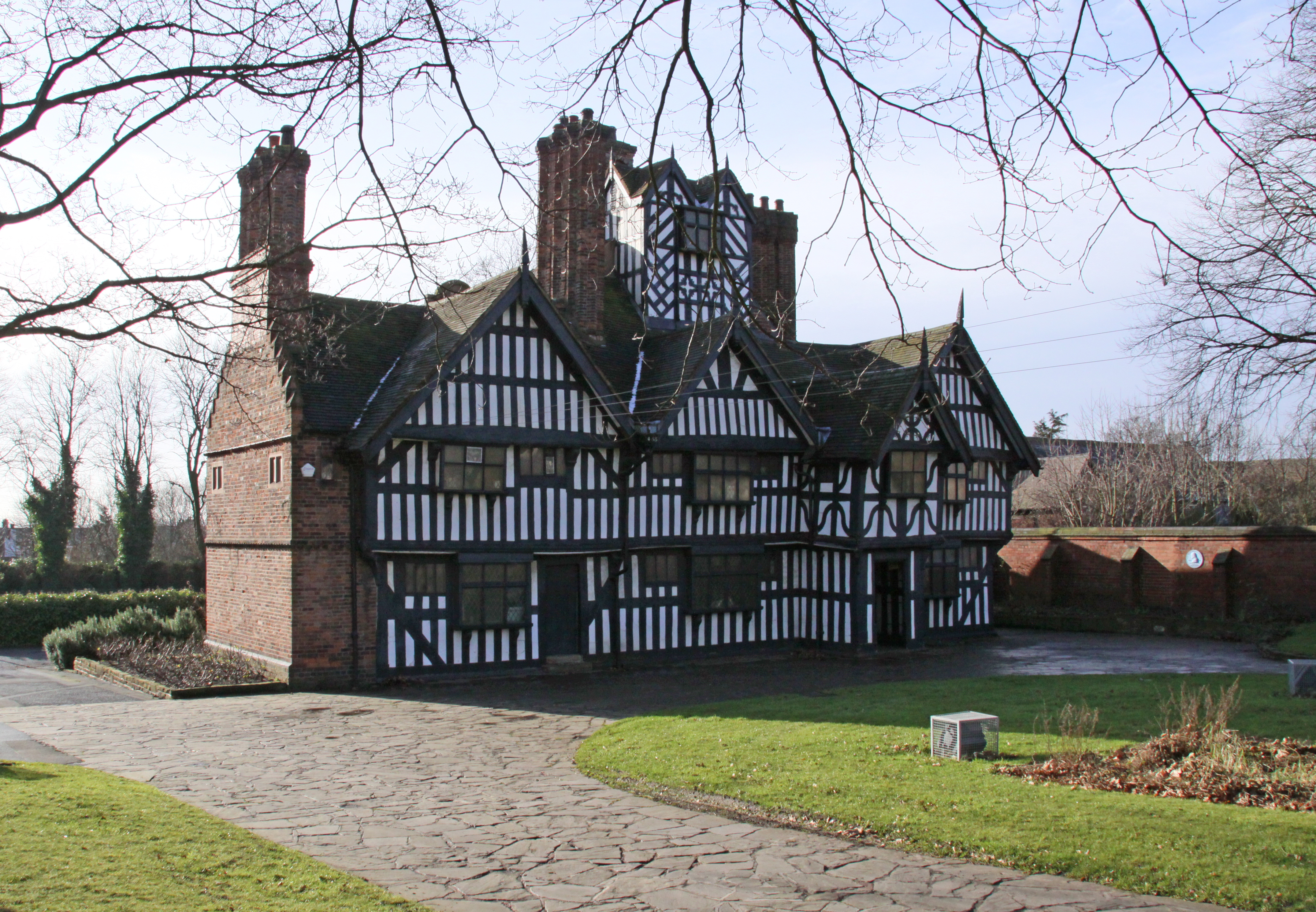 Historic timber-framed Oak House in West Bromwich