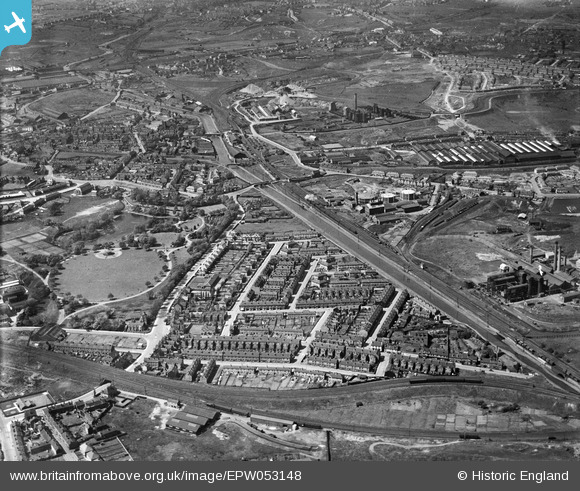 Aerial view of Tipton, Victoria Park and the Birmingham Canal in 1937